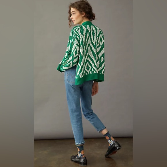 Anthropologie Krisha Cardigan Green open front NWOT - Picture 4 of 12